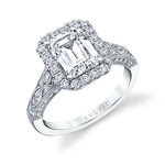 Emerald Cut Vintage Engagement Ring with Halo - Cheri