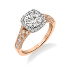 Cheri - Vintage Inspired Halo Engagement Ring Two Tone