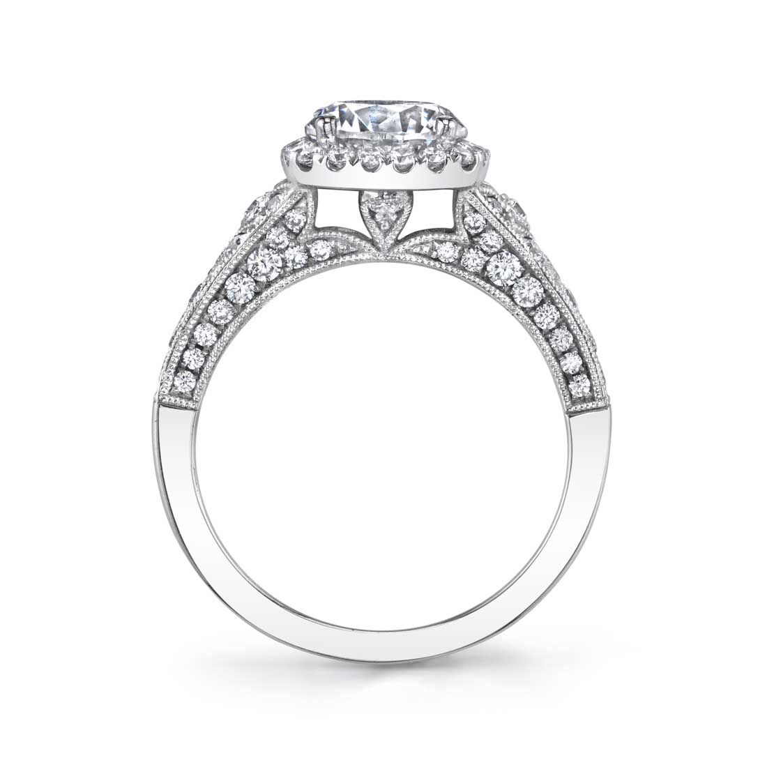 Cheri - Vintage Inspired Halo Engagement Ring Two Tone
