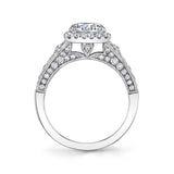 Cheri - Vintage Inspired Halo Engagement Ring Two Tone