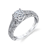 Justeen - Hand Engraved Vintage Inspired Engagement Ring