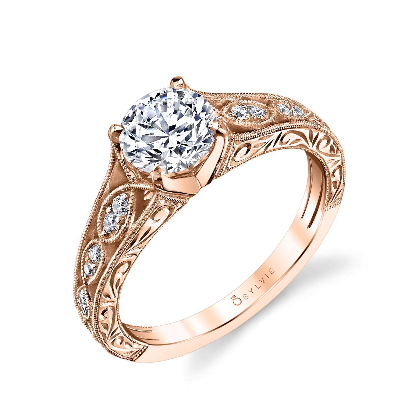Justeen - Hand Engraved Vintage Inspired Engagement Ring