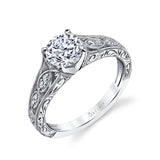 Justeen - Hand Engraved Vintage Inspired Engagement Ring