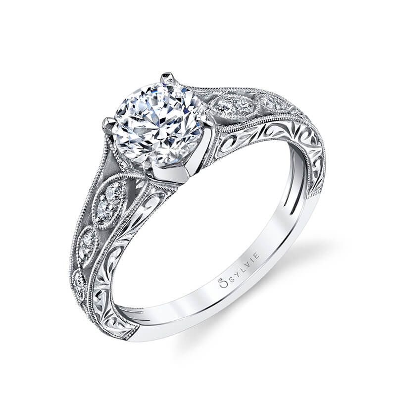 Justeen - Hand Engraved Vintage Inspired Engagement Ring