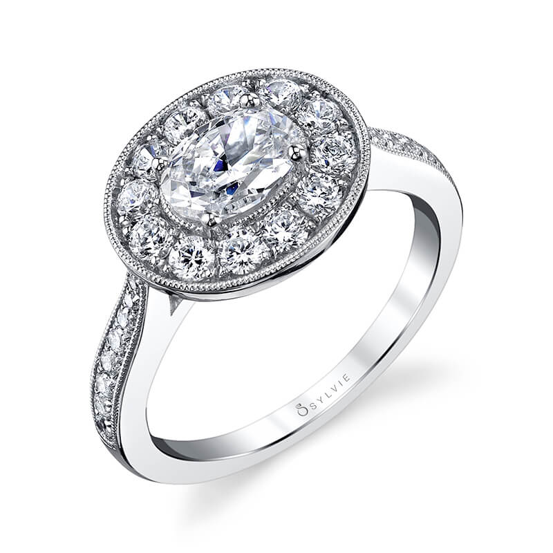 Jordane - Oval Engagement Ring with Halo