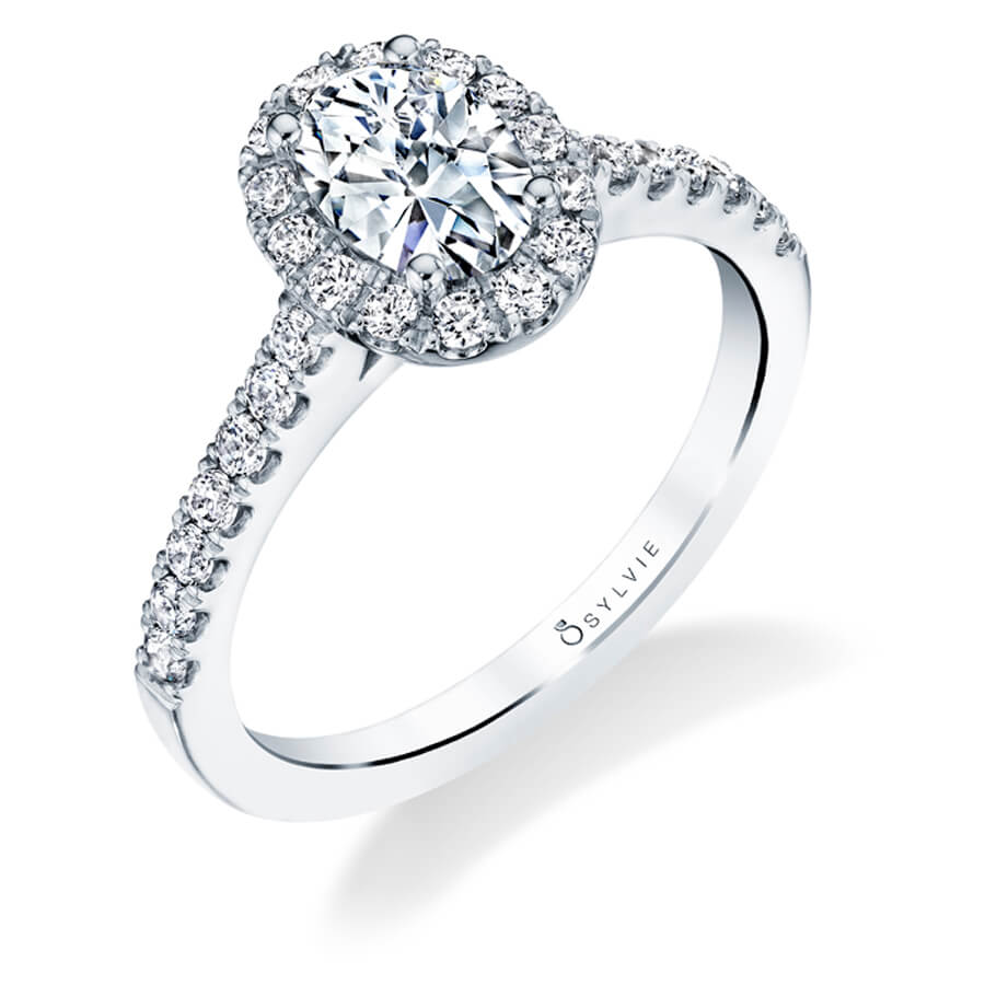 Classic Oval Engagement Ring with Halo - Emma