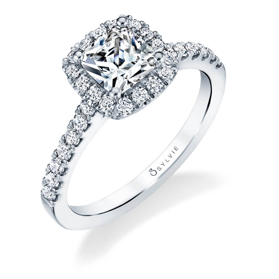Emma - Cushion Cut Engagement Ring with Halo