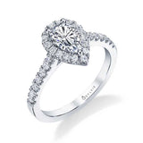 Classic Pear Shaped Halo Engagement Ring - Emma