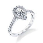 Classic Pear Shaped Halo Engagement Ring - Emma