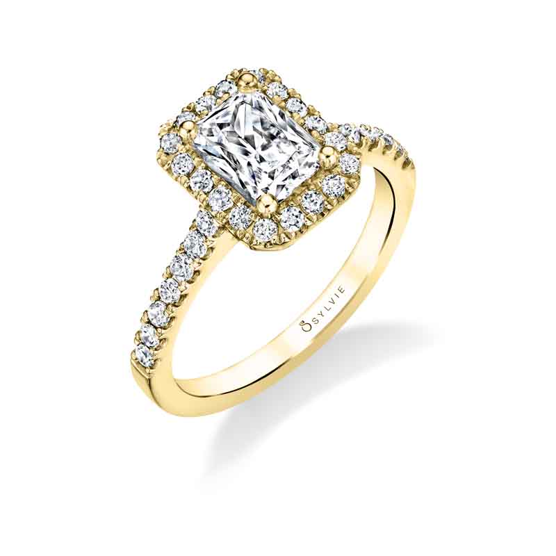 Emma - Emerald Engagement Ring with Halo