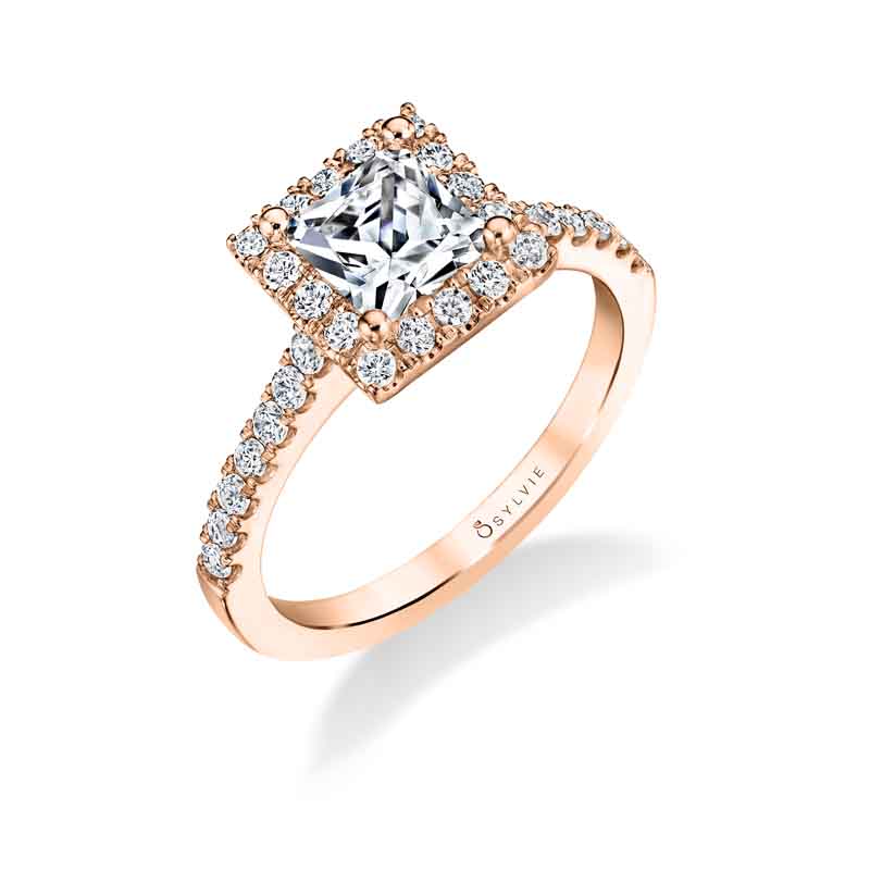 Emma -Princess Cut Engagement Ring with Halo
