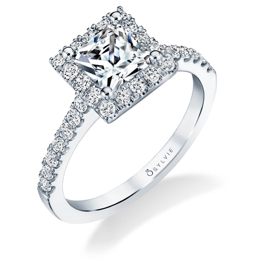 Emma -Princess Cut Engagement Ring with Halo