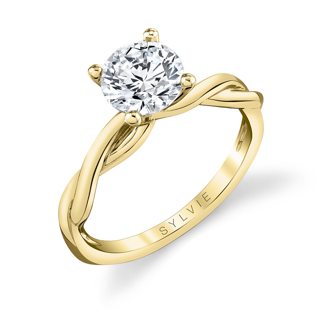 Round Cut Spiral Engagement Ring - Yasmine