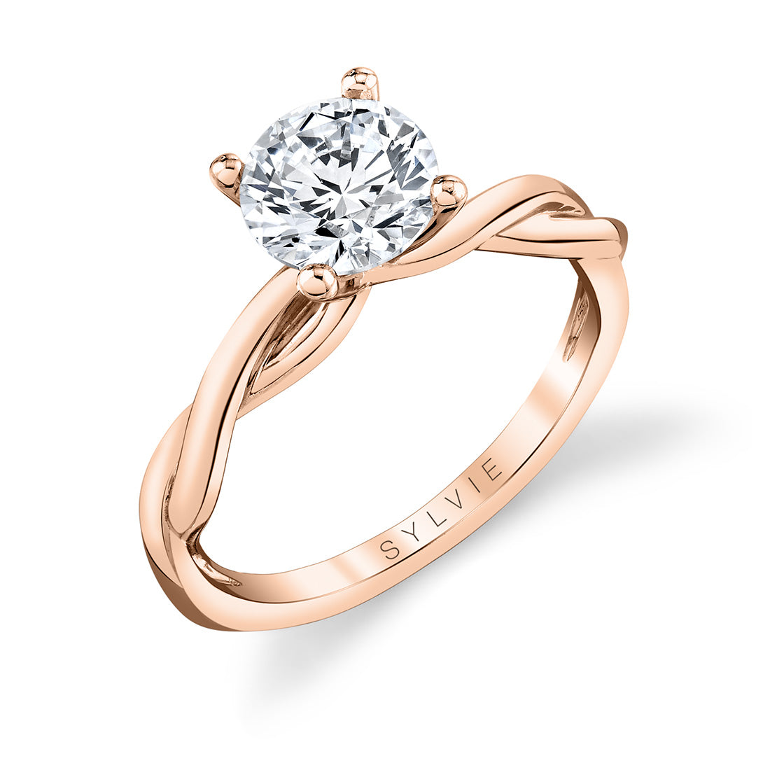 Round Cut Spiral Engagement Ring - Yasmine