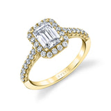 Unique Emerald Cut Halo Engagement Ring - Diandra