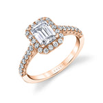 Unique Emerald Cut Halo Engagement Ring - Diandra