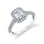 Unique Emerald Cut Halo Engagement Ring - Diandra