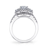 Oval Cut Three Stone Halo Engagement Ring - Paige