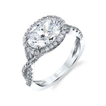 Oval Cut East to West Halo Spiral Engagement Ring - Anastasia