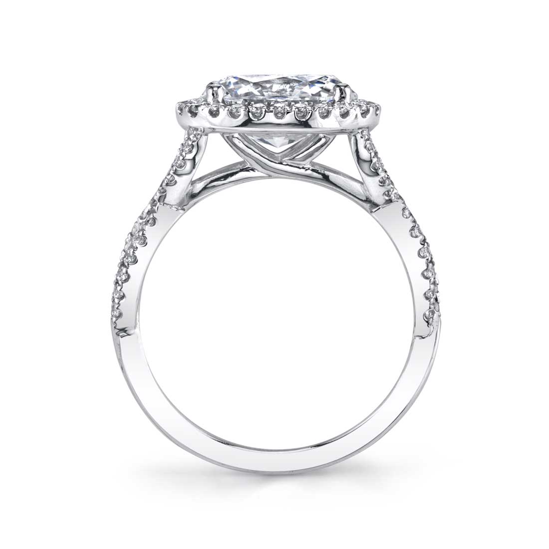 Oval Cut East to West Halo Spiral Engagement Ring - Anastasia