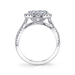 Oval Cut East to West Halo Spiral Engagement Ring - Anastasia