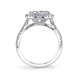 Oval Cut East to West Halo Spiral Engagement Ring - Anastasia