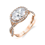 Oval Cut East to West Halo Spiral Engagement Ring - Anastasia