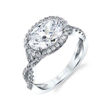 Oval Cut East to West Halo Spiral Engagement Ring - Anastasia