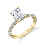 Emerald Cut Classic Pave Engagement Ring - Jayla