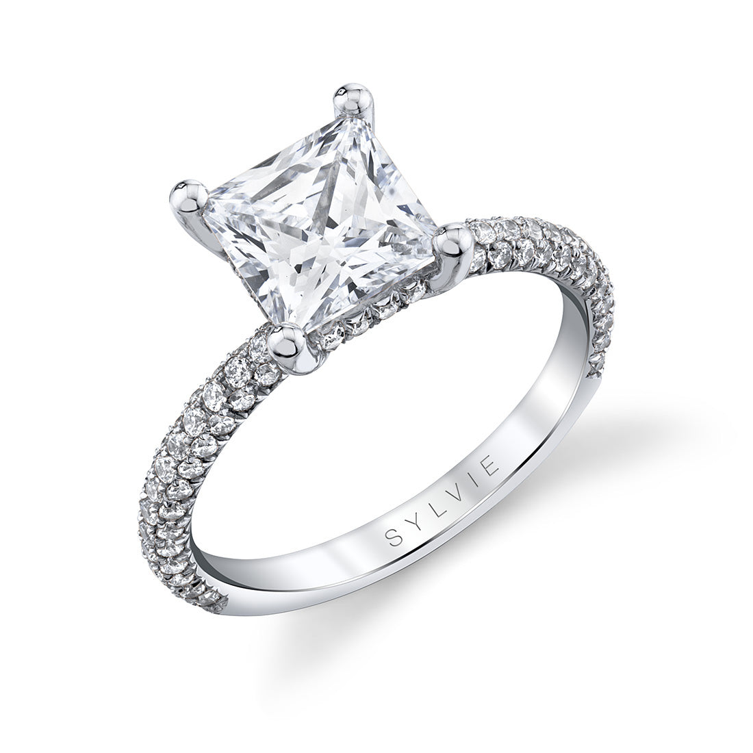 Princess Cut Classic Pave Engagement Ring - Jayla