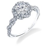 Anaelle - Spiral Engagement Ring with Halo