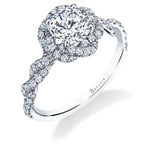 Anaelle - Spiral Engagement Ring with Halo