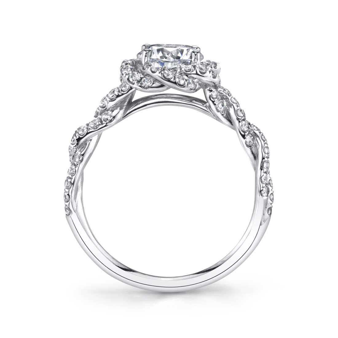 Anaelle - Spiral Engagement Ring with Halo