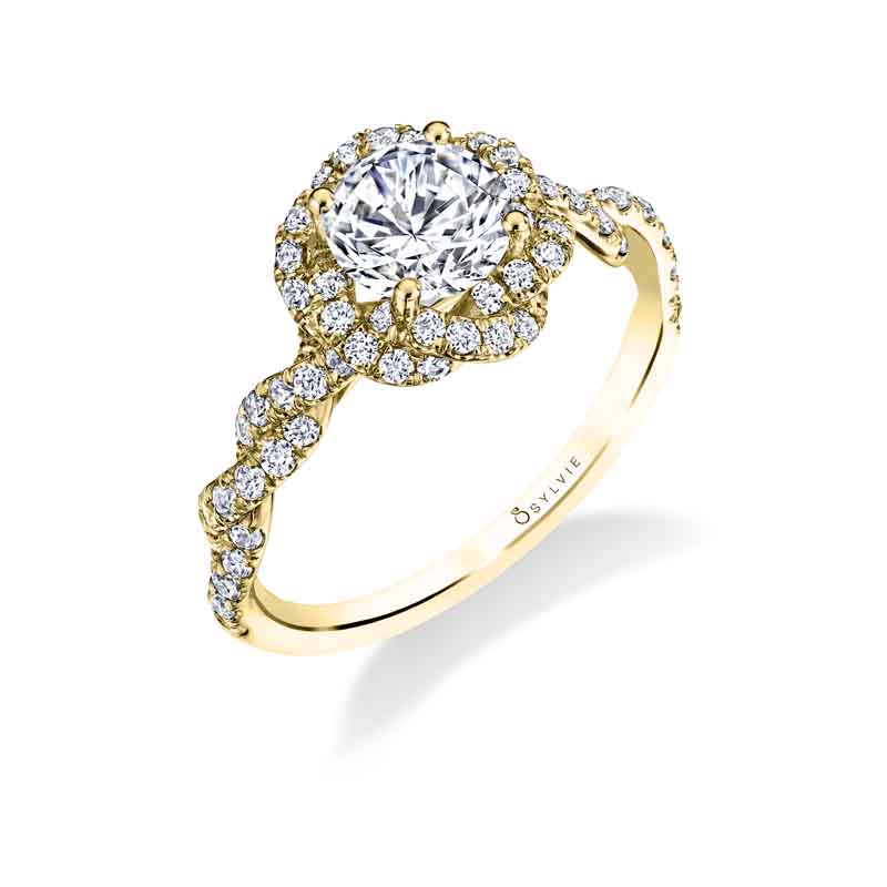 Anaelle - Spiral Engagement Ring with Halo