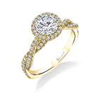 Ava - Modern Spiral Engagement Ring with Halo