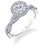 Ava - Modern Spiral Engagement Ring with Halo