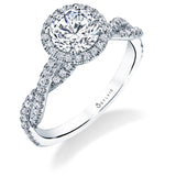 Ava - Modern Spiral Engagement Ring with Halo