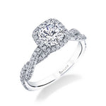 Ava - Modern Spiral Engagement Ring with Halo