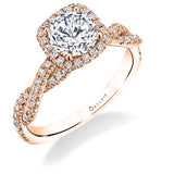 Ava - Modern Spiral Engagement Ring with Halo