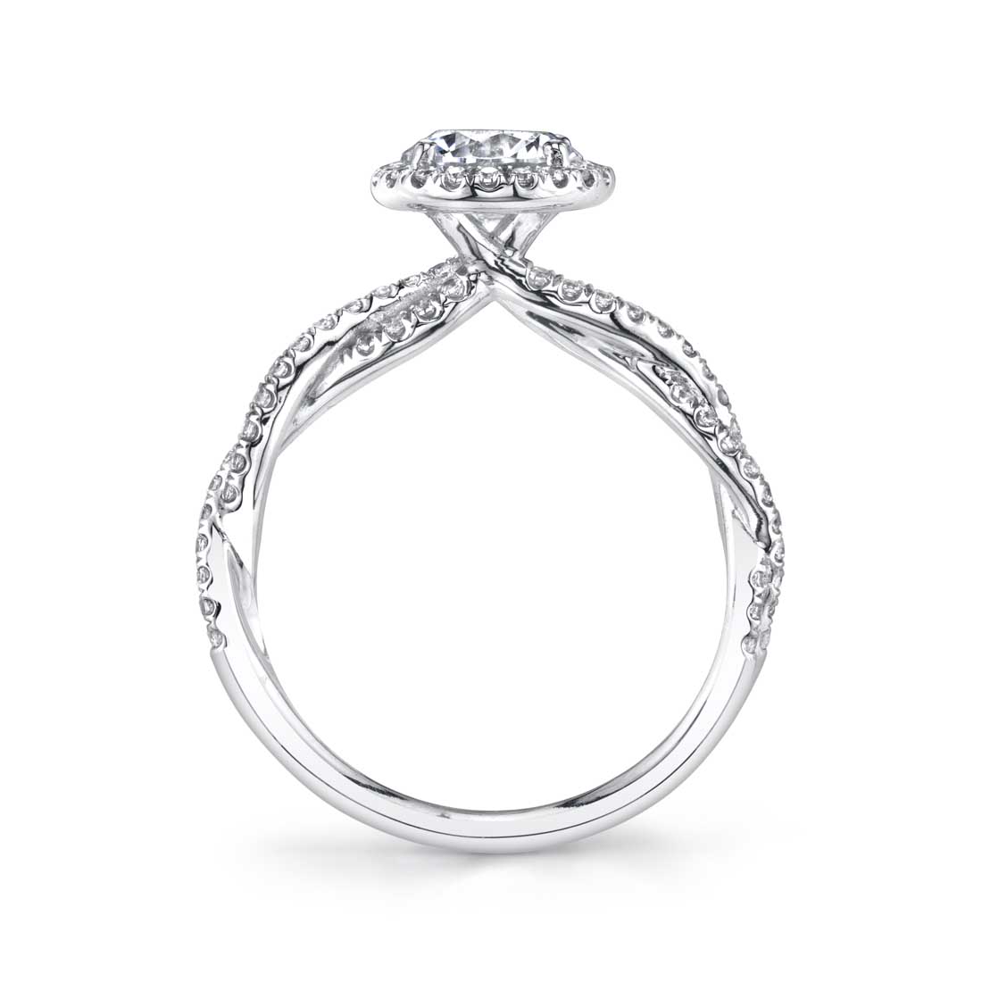 Ava - Modern Spiral Engagement Ring with Halo