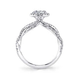 Ava - Modern Spiral Engagement Ring with Halo