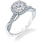 Coralie - Modern Spiral Engagement Ring with Halo