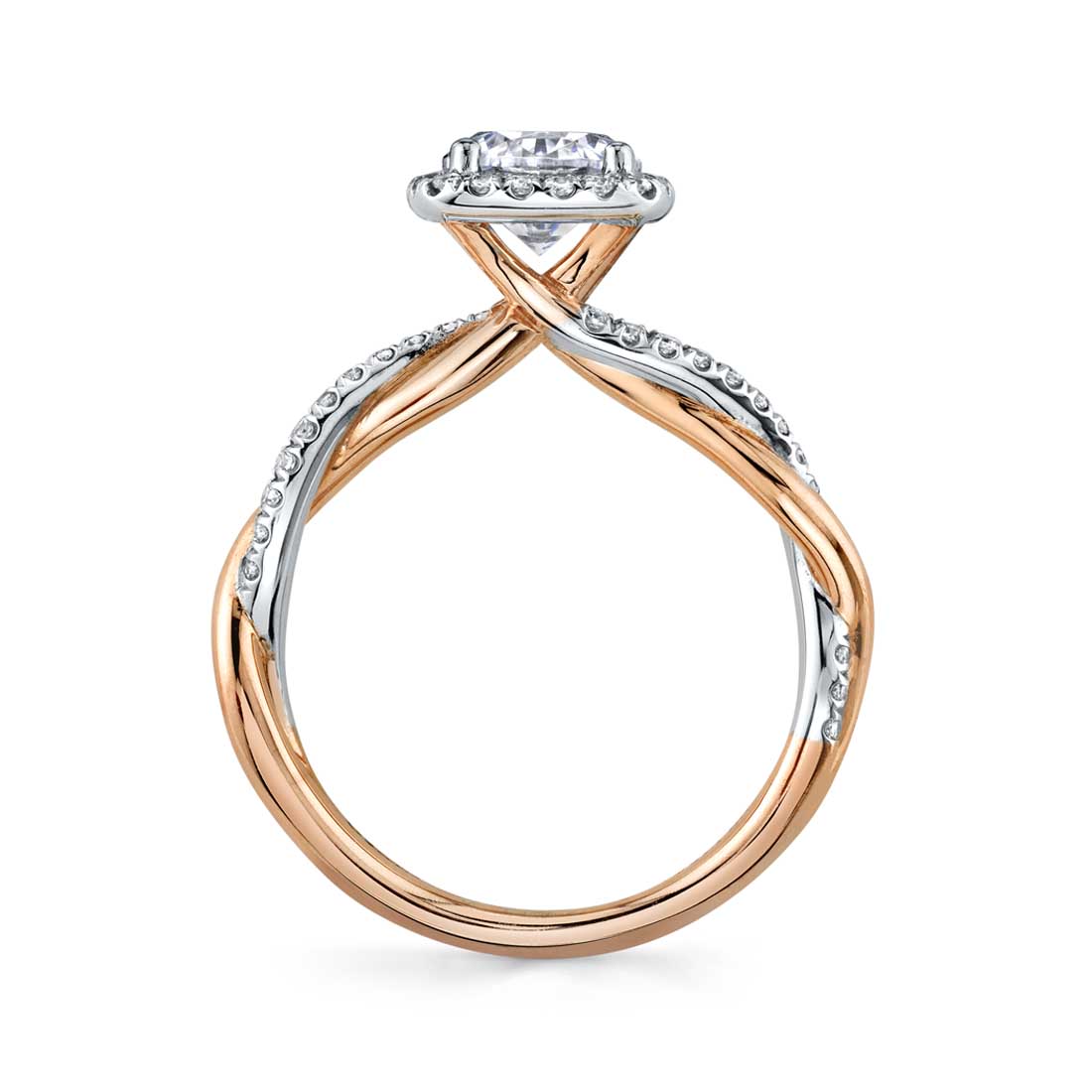 Coralie - Cushion Cut Spiral Engagement Ring Two Tone