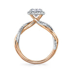 Coralie - Cushion Cut Spiral Engagement Ring Two Tone