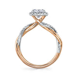 Coralie - Cushion Cut Spiral Engagement Ring Two Tone