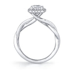 Cushion Cut halo Engagement Ring with Spiral Band - Coralie