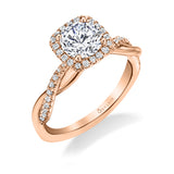 Coralie - Spiral Engagement Ring with Cushion Halo