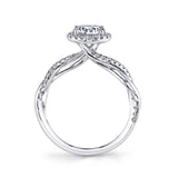 Coralie - Spiral Engagement Ring with Cushion Halo