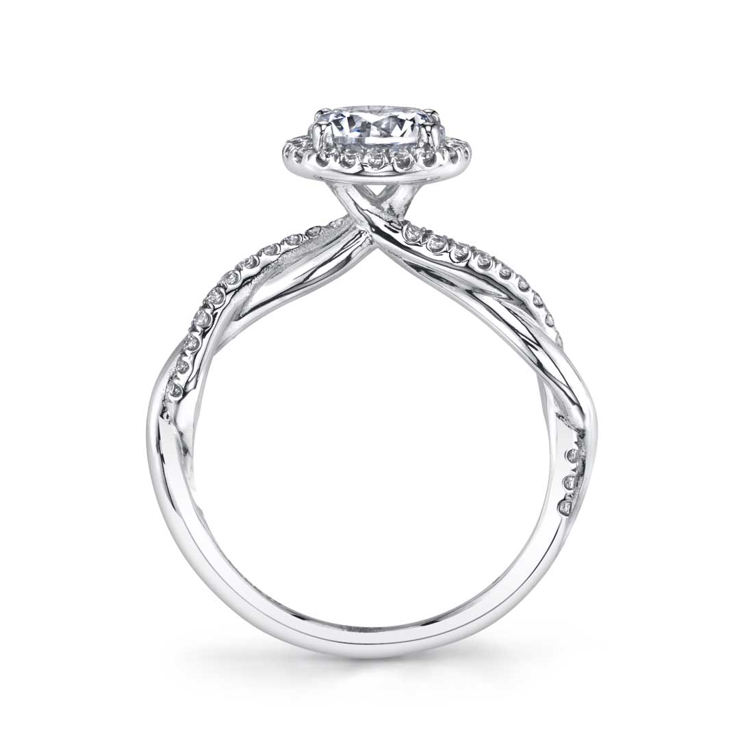 Coralie - Modern Spiral Engagement Ring with Halo