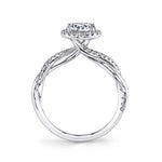 Coralie - Modern Spiral Engagement Ring with Halo